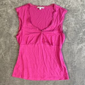 VTG Nanette Lepore Y2K Babydoll Top M Coquette Lace Trim Romantic Made in USA